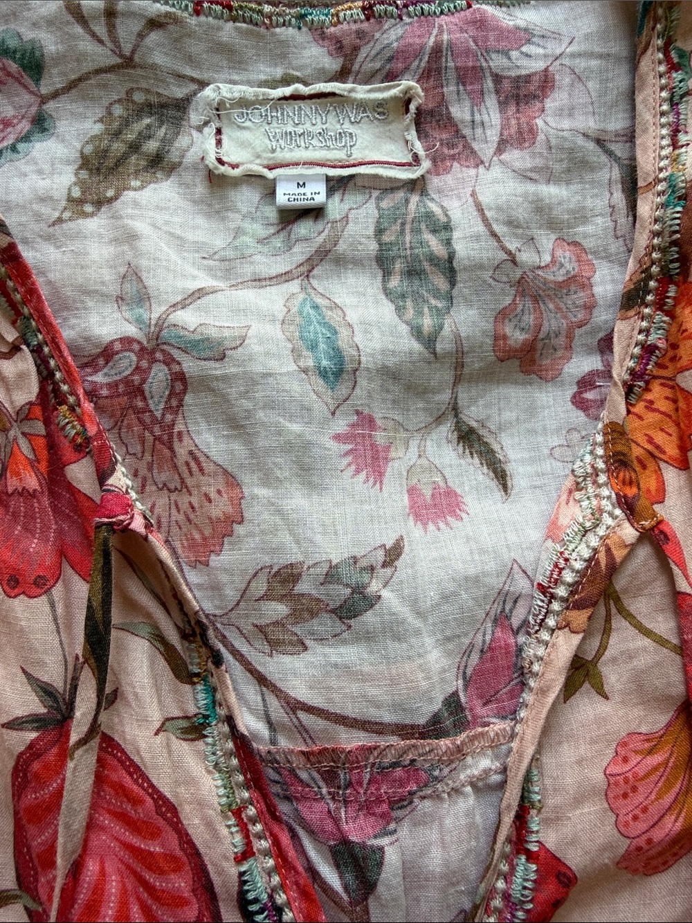 Johnny Was Workshop Floral Linen Tunic - Pink Multi
